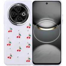 Sionel Tecno Spark 30C Kılıf Airbag Tasarımlı Simli Şeffaf Snel Kutup Kapak - Kiraz