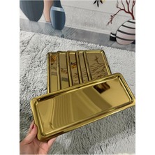 6'lı Lüx Paslanmaz Çelik Baton Servis ,çay ,kahve ,ikramlık ve Sunum Tepsisi