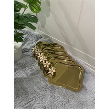 6'lı Paslanmaz Çelik Papatya Aksesuarlı Italyan Büyük Dalgalı Servis Tepsisi