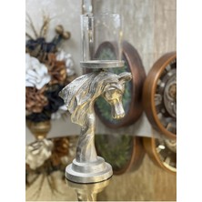 CITY gold At Figürlü Pirinç Gümüş Şamdan/Mumluk 50cm Dekoratif/Aksesuar