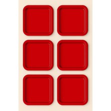 6'lı Renkli Kırılmaz Plastik Kare Düz Kahve & Çay & Tatlı Sunum Tepsisi