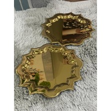 2'li Köşeleri Dalgalı Gold Paslanmaz Çelik Kahve Sunum Tepsisi