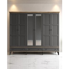 Miracool Karin 6 Kapaklı Dolap / Gardrop / Çam Antrasit / %100 Mdf