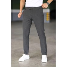 Eynel  Erkek Okul Grisi Italyan Kesim Likralı Kumaş Pantolon Dar Kesim Boru Paça Spor Tarzı Klasik Pantalon