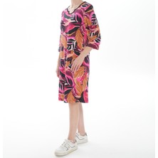 Asn Concept Kadın Yaprak Desenli Elbise (Büyük Beden Seçeneğiyle)