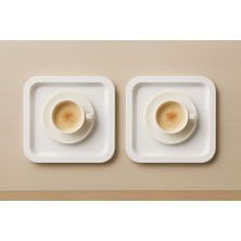 2'li Renkli Kırılmaz Plastik Kare Düz Kahve & Çay & Tatlı Sunum Tepsisi