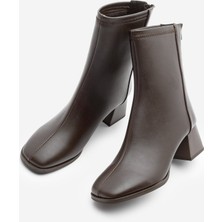 Shaxir Shaxır Küt Burun Kalın Topuk Kadın Streç Bot