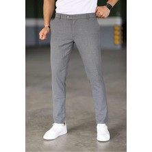 Eynel  Erkek Okul Grisi Italyan Kesim Likralı Kumaş Pantolon Dar Kesim Boru Paça Spor Tarzı Klasik Pantalon