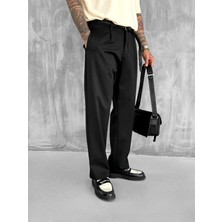 Abluka Online Erkek Tek Pileli Baggy Fit Pantolon Siyah