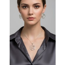 Cash Trade Retro Vintage Spiral Desenli Kolye ve Küpe Seti, 3 Parça