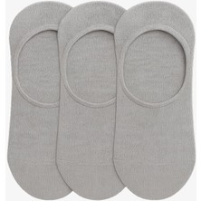 Abluka Online Erkek Pamuklu Görünmez 3'lü Babet Çorap Gri Melanj