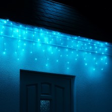 Gaman 20 Metre Perde LED Işık Birbirine Ek Yapılabilir Dekoratif Saçak LED Aydınlatma Iç-Dış Mekan 8 Animasyonlu ( Turkuaz)