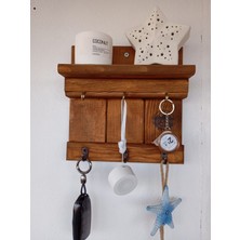 Mrm Wood Ahşap Askılık Duvar Rafı Dekor Amaçlı Anahtarlık