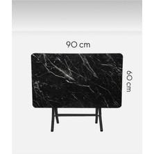 Turanyolu Mermer Görünümlü Siyah Katlanabilir Masa – Çok Amaçlı Kullanım