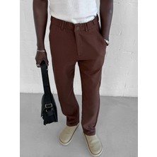 Abluka Online Erkek Gofre Kumaş Regular Fit Pantolon Kahverengi
