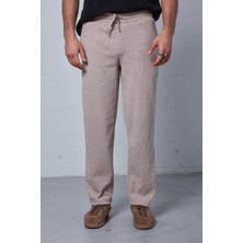 Abluka Online Erkek Regular Fit Fitilli Beli Lastikli Pantolon Bej
