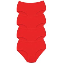 4 Adet Tutku Kadın Yüksek Bel Bato Kalın Lastik Külot Kırmızı