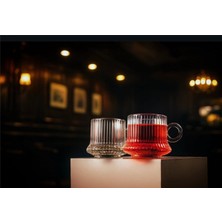 Zürih Collection 6 Parça Cam Türk Kahvesi Fincanı çizgili Fincan