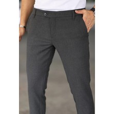 Eynel  Erkek Okul Grisi Italyan Kesim Likralı Kumaş Pantolon Dar Kesim Boru Paça Spor Tarzı Klasik Pantalon