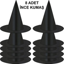 Mutlu Müşteri 8 Adet Siyah Cadı Şapkası – Yetişkin &amp; Çocuk Kostüm Aksesuarı