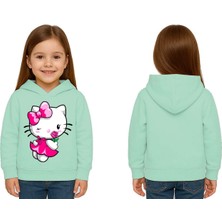Sedirli Unisex Hello Kity  Baskılı Çocuk Swaetshirt  Baskılı Kapüşonlu 3 Iplik Şardonlu