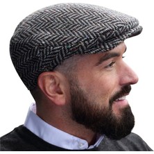 Eleven Markets Kışlık Kaşe Şapka Yün Düz Renk Spor London Kasket -Balık Sırtı Gri