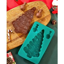 PudraLuna 1 Adet Yılbaşı Temalı Silikon Çam Ağacı Dubai Çikolatası Kalıbı, Kek Kalıbı