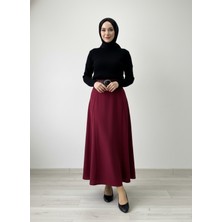 Miostil Kelebek Detaylı Etek-Bordo
