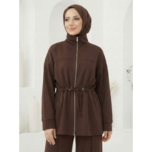 Miostil Beli Tünelli Pantolonlu Takım-Kahve