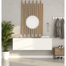 L'occi Concept Ledder Aynalı Dresuar Ahşap Çıtalı Set Çam-Beyaz LE12-AW