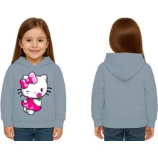 Sedirli Unisex Hello Kity  Baskılı Çocuk Swaetshirt  Baskılı Kapüşonlu 3 Iplik Şardonlu