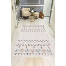 Dolce Mariee  Parlak Parlak Kadife Kumaş Dijital Baskı Etnik Desenli Dot Kaymaz Tabanlı Halı Kumaş Dijital Baskı Dot Kaymaz Tabanlı Mutfak Halısı H0022