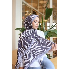 Zebra Desenli Capri Şal 70348-02 Gri Antrasit