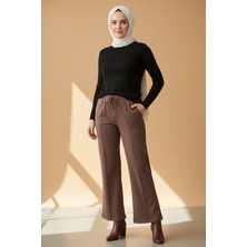Lale Butik Nervür Dikiş Beli Lastikli Bağcıklı Pantolon 1887 Vizon