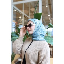 Desenli Pamuklu Koza Eşarp 70337-15 Çağla Yeşili