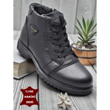 Ispartalılar 5599 İçi Kürklü Hakiki Deri Erkek Bot Ayakkabı Ortopedik Taban Fermuarlı Deri Erkek Bot
