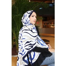 Desenli Capri Şal 70347-02 Lacivert Saks