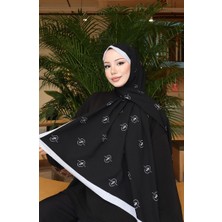 Desenli Capri Şal 70351-06 Gri Siyah