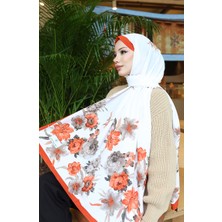 Çiçek Desenli Capri Şal 70346-03 Kiremit Ekru