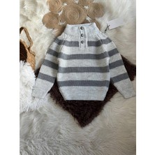 Lily & Co. Unisex Çizgili Örme Kazak
