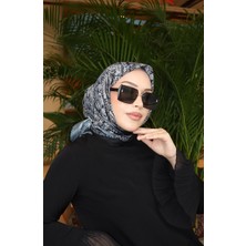 Desenli Pamuklu Koza Eşarp 70337-13 Siyah