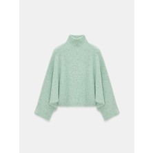 Dilvin 10817 Yün Karışımlı Yarasa Kol Triko Kazak-Mint