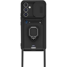 Eco Port Samsung Galaxy A15 4g Kılıf Zuma Kartvizitli Yüzüklü Silikon - Siyah