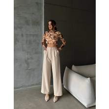 Haka Giyim Kadın Palazzo Kalıp Pileli Yüksek Bel Ithal Kumaş Doubleface Yüksek Kaliteli Ürün Çekme Solma Yapmaz