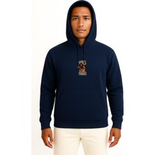 Bahriyeli Collection Kapüşonlu Kaptan Mağara Adamı Göğüs Baskılı Unisex Sweatshirt