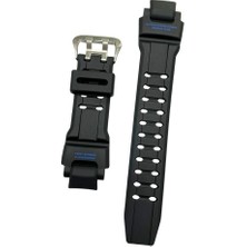 Casio G-Shock GA-1100 GA-1000 Siyah Orijinal Silikon Saat Kordonu - Mavi Yazılı