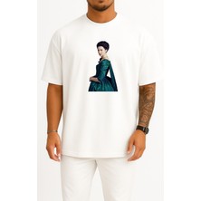 Bahriyeli Collection Oversize Caitriona Balfe Outlander Göğüs Baskılı Unisex T-Shirt