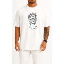 Bahriyeli Collection Oversize Antik Yunan Tanrısı Yunan Mitoloji Göğüs Baskılı Unisex T-Shirt