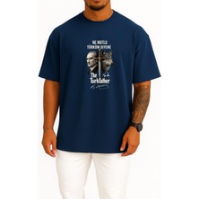 Bahriyeli Collection Oversize Ne Mutlu Türküm Diyene The Türkfather Göğüs Baskılı Unisex T-Shirt