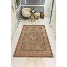 Dolce Mariee Parlak Kadife Kumaş Klasik Dijital Baskı Dot Kaymaz Tabanlı Halı H1068